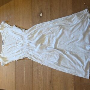 James Perse White V Neck Cap Sleeve Cotton Knit Dress Pockets 1 / S